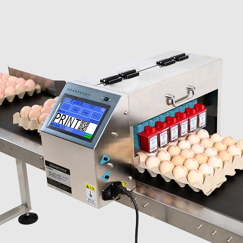 Six Heads Industry Egg Inkjet Printers Label Expiry Date Stamp