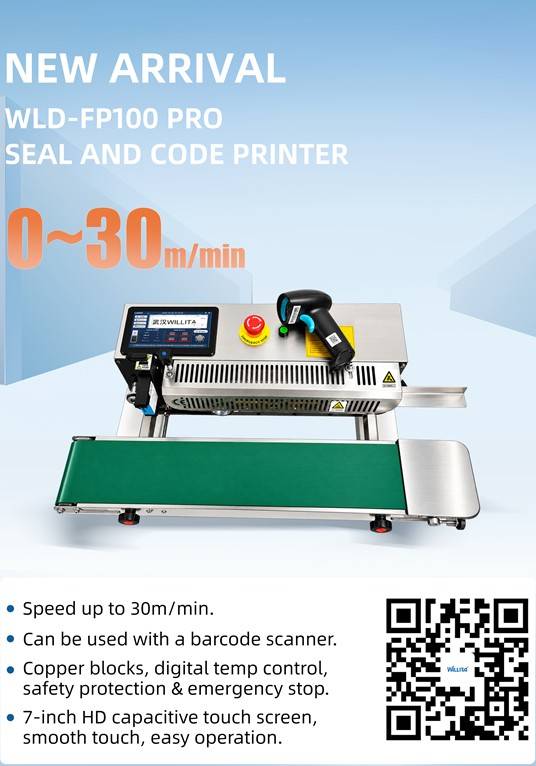 Willita WLD-FP100 PRO Seal and Code Printer with 0–30 m/min adjustable speed